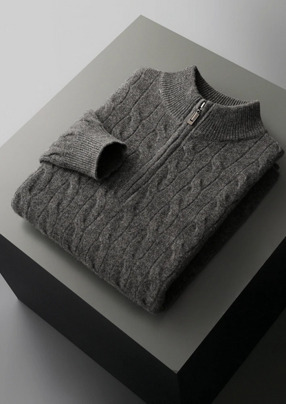 Pure Extra-Fine Merino Wool Cable Half Zip, view 12