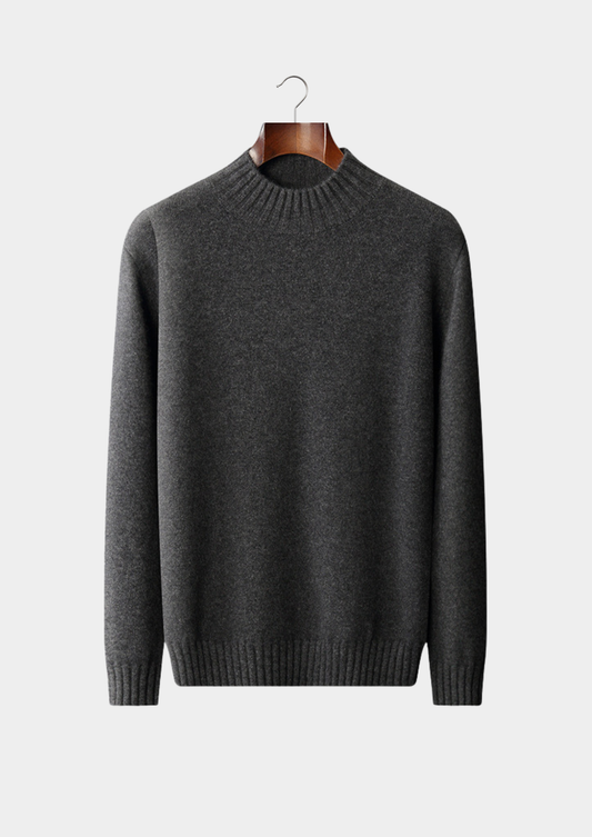 Pure Cashmere Dark Gray Mockneck Sweater, view 1