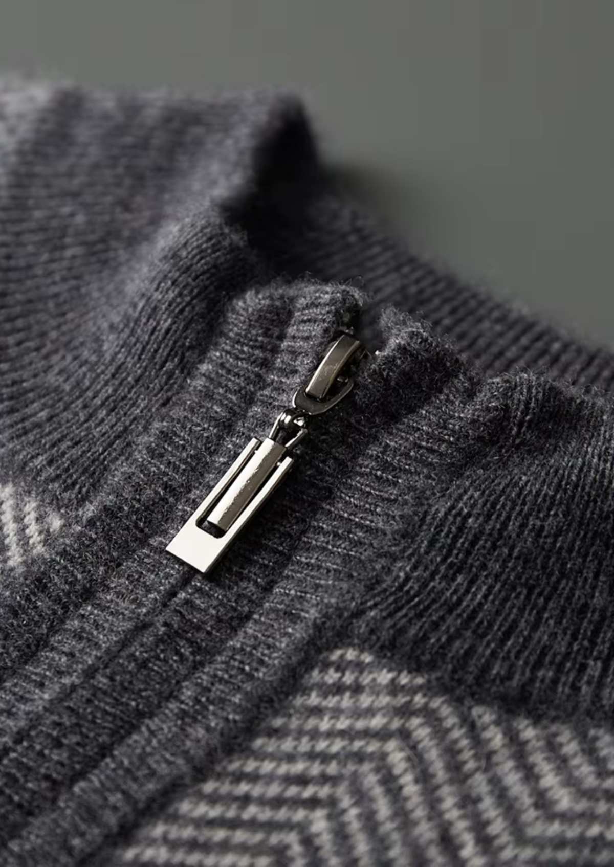 Pure Extra-Fine Merino Wool Gray Herringbone Set, view 3