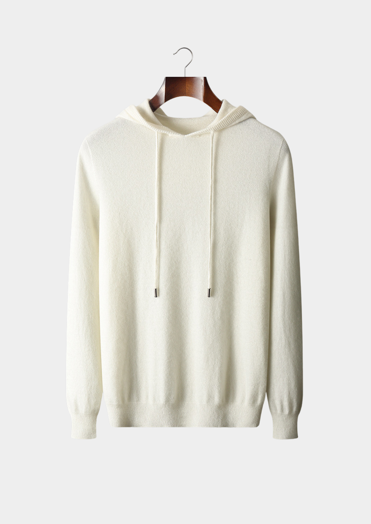 Pure Extra-Fine Merino Wool Ivory Leisure Hoodie, view 1