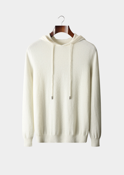 Pure Extra-Fine Merino Wool Ivory Leisure Hoodie, view 1