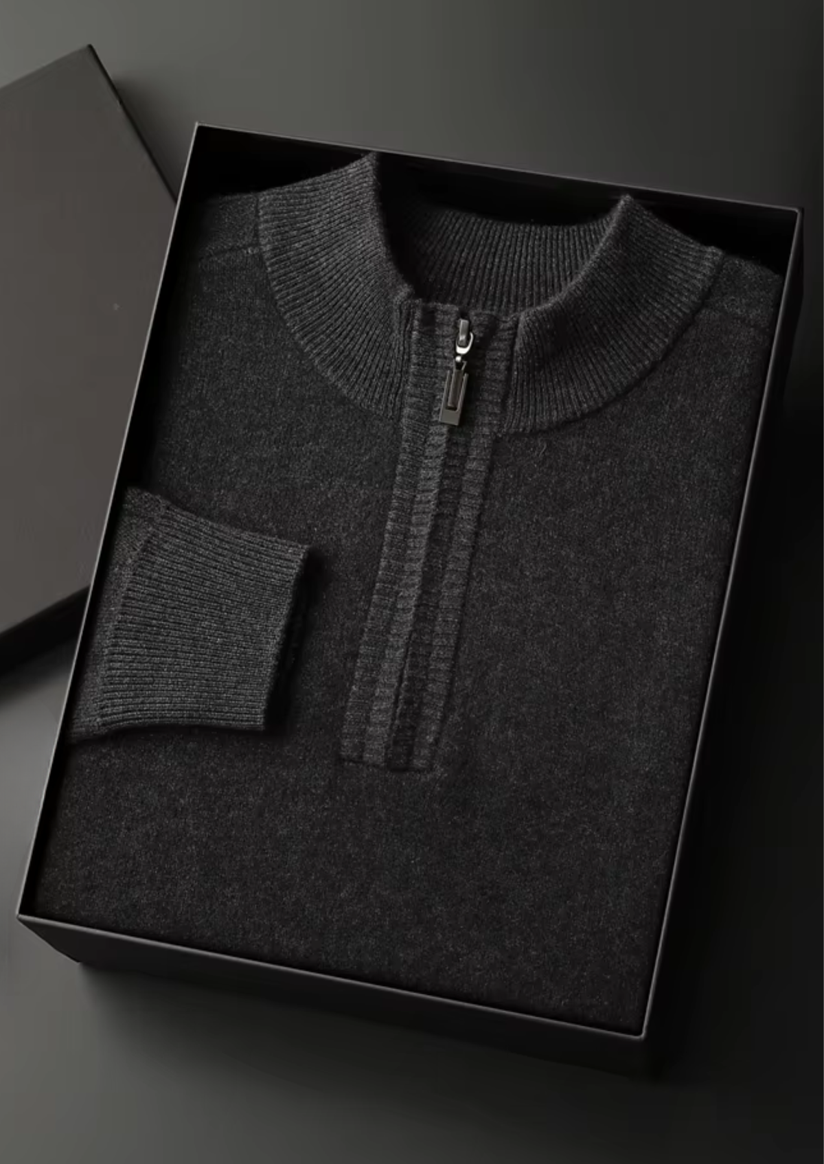 Premium Cashmere Essential Half-Zip Sweater, view 9