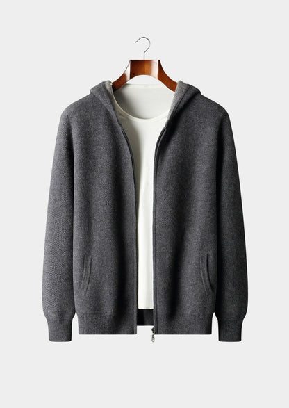 Pure Extra-Fine Merino Wool Jacquard Zip Hoodie, view 14