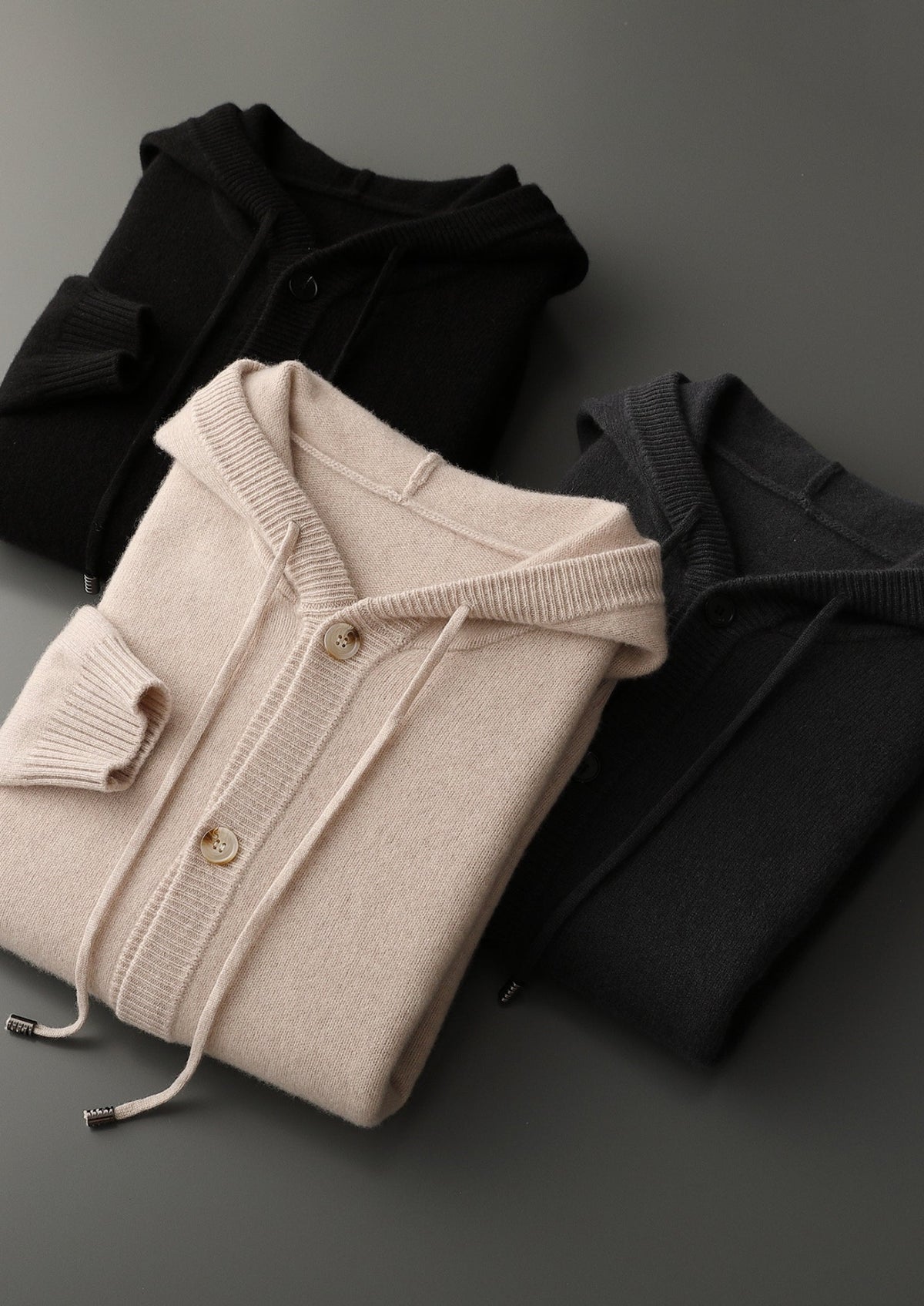 Pure Extra-Fine Merino Wool Button Hoodie, view 15