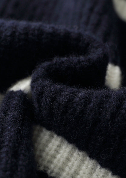 Pure Extra-Fine Merino Wool Striped Half-Zip Sweater, view 7