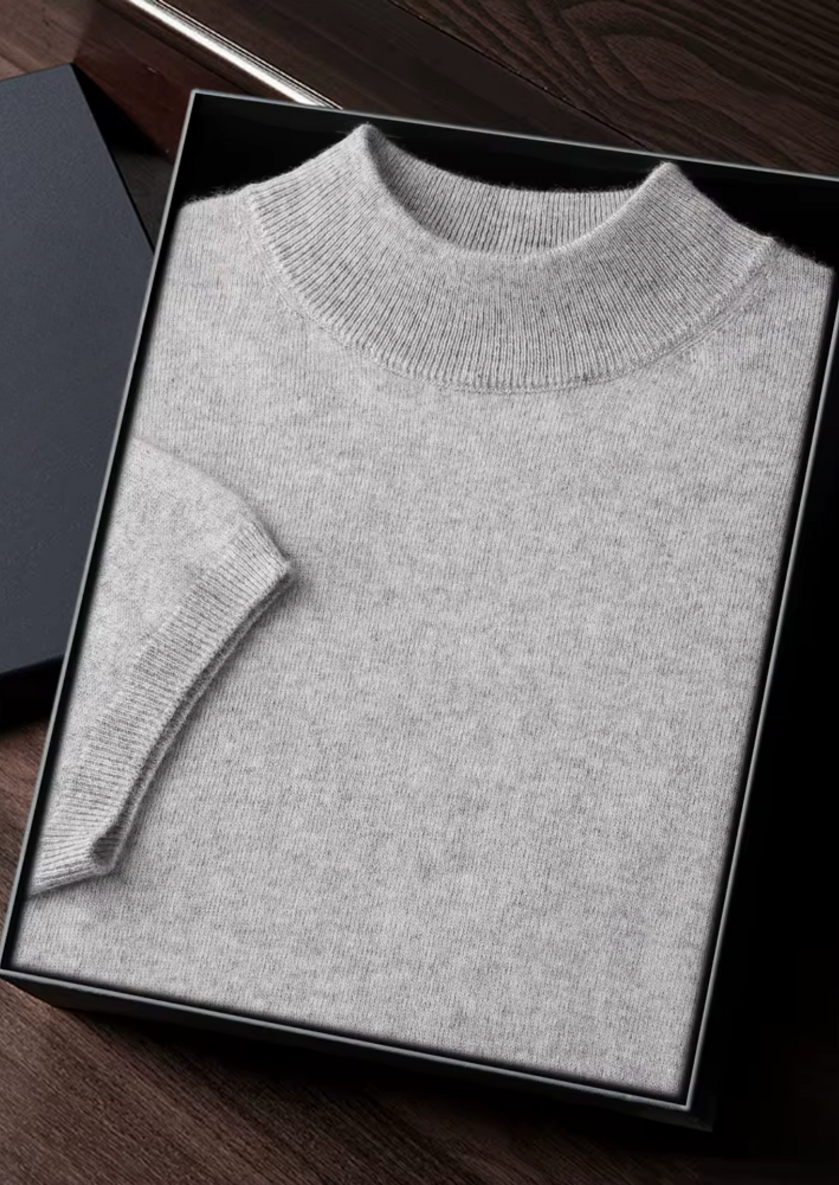 Premium Cashmere Mock Neck T-Shirt, view 34