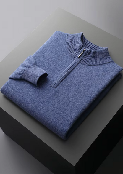Pure Extra-Fine Merino Wool Half Zip Sweater, view 10