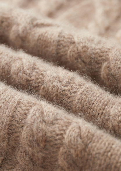 Pure Cashmere Beige Cable Half Zip Sweater, view 4