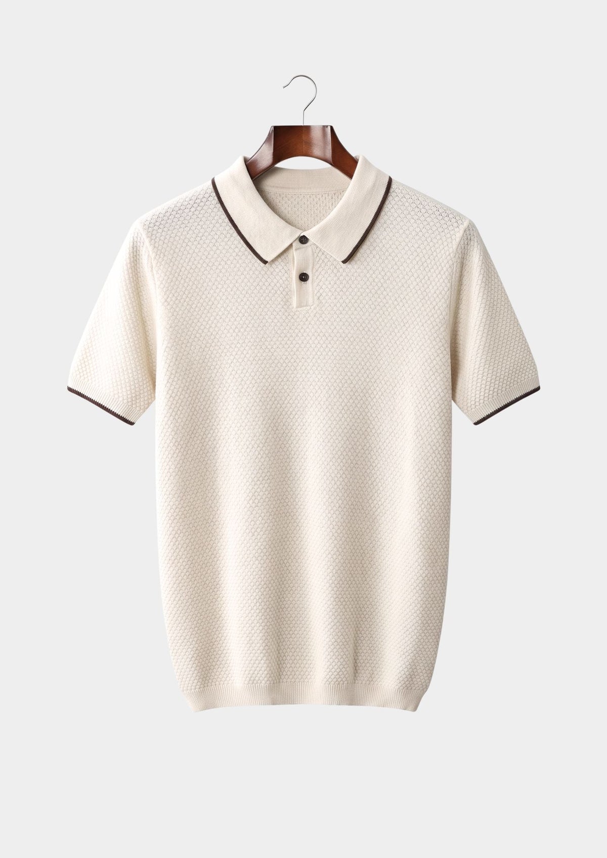 Premium Cashmere White Two-Tone Polo, view 1