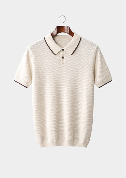 Premium Cashmere White Two-Tone Polo, view 1