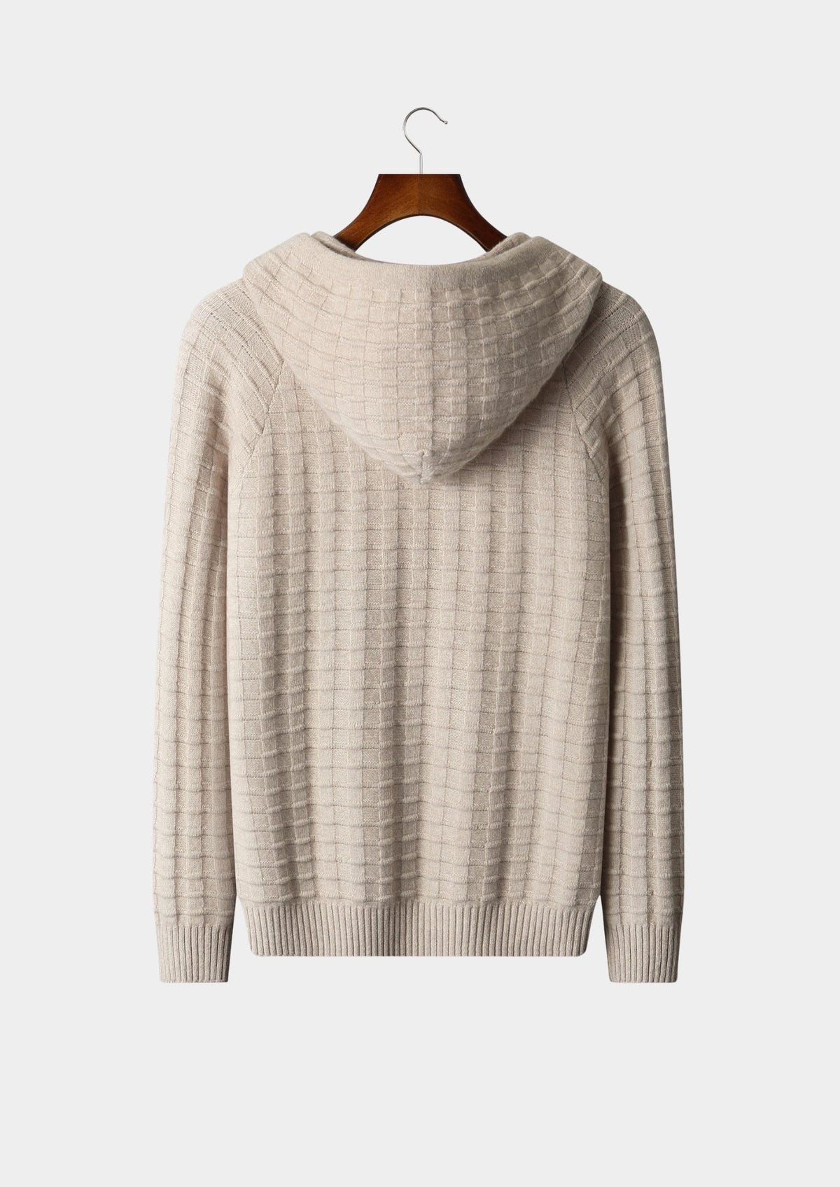 Pure Extra-Fine Merino Wool Textured Hoodie, view 2