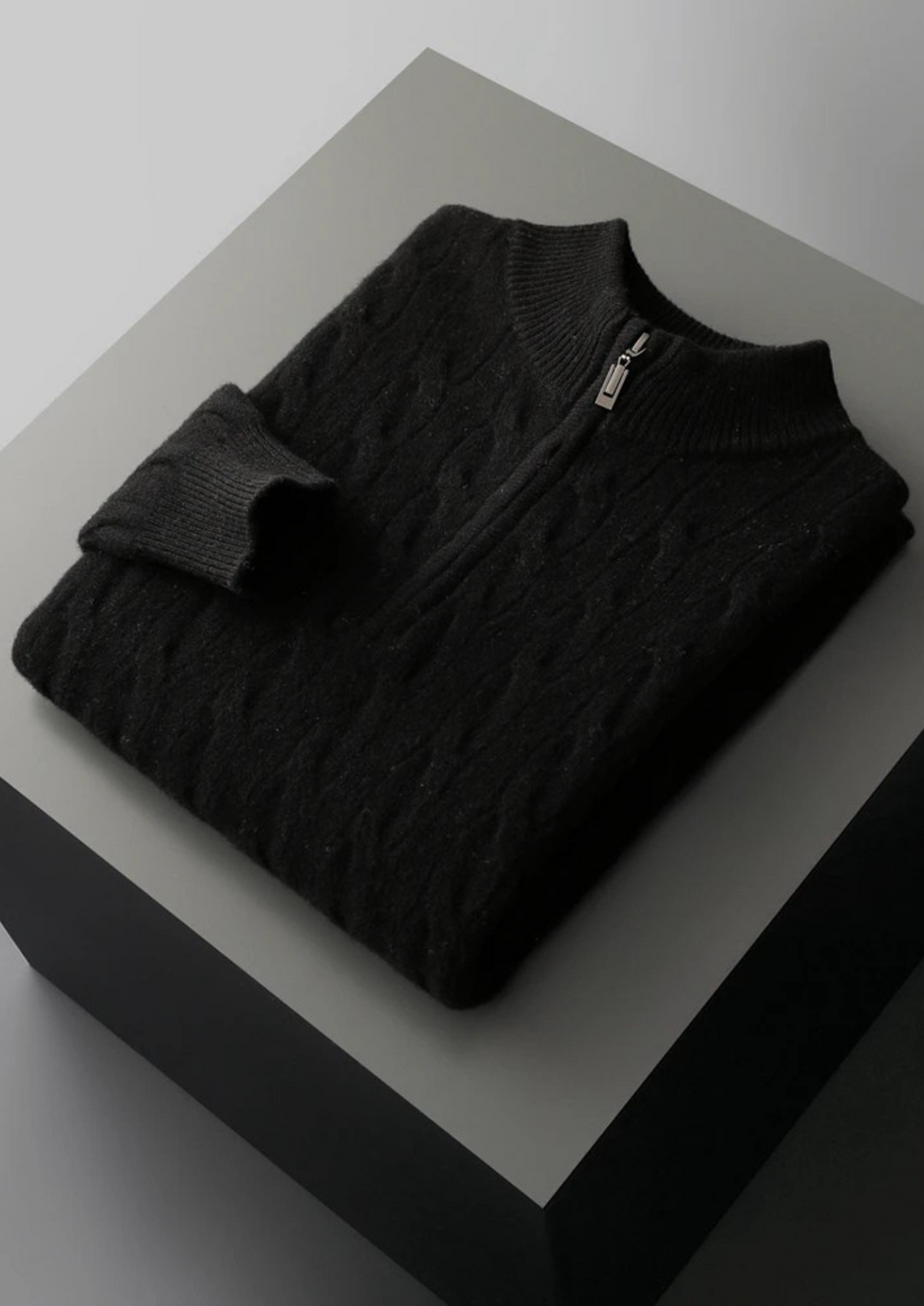 Pure Extra-Fine Merino Wool Cable Half Zip, view 13