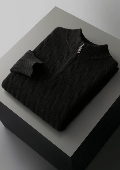Pure Extra-Fine Merino Wool Cable Half Zip, view 13