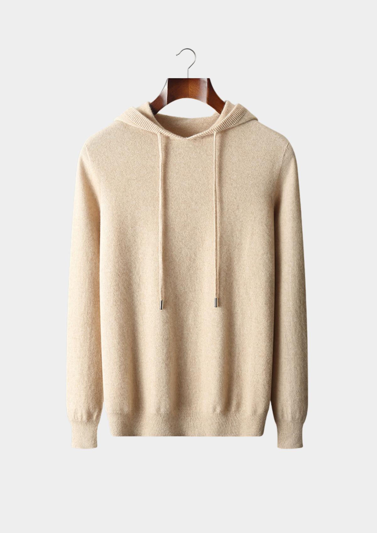 Pure Extra-Fine Merino Wool Sand Leisure Hoodie, view 1