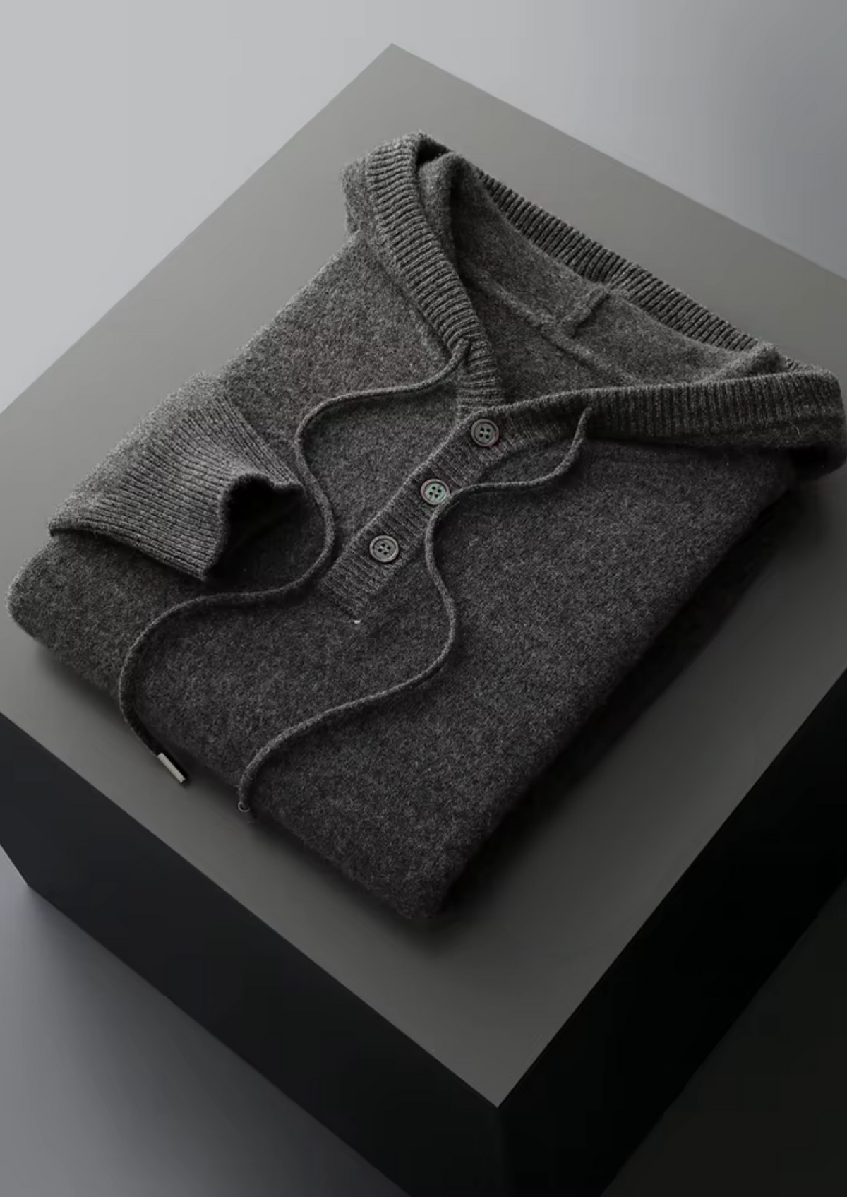 Pure Extra-Fine Merino Wool Button Hoodie, view 13