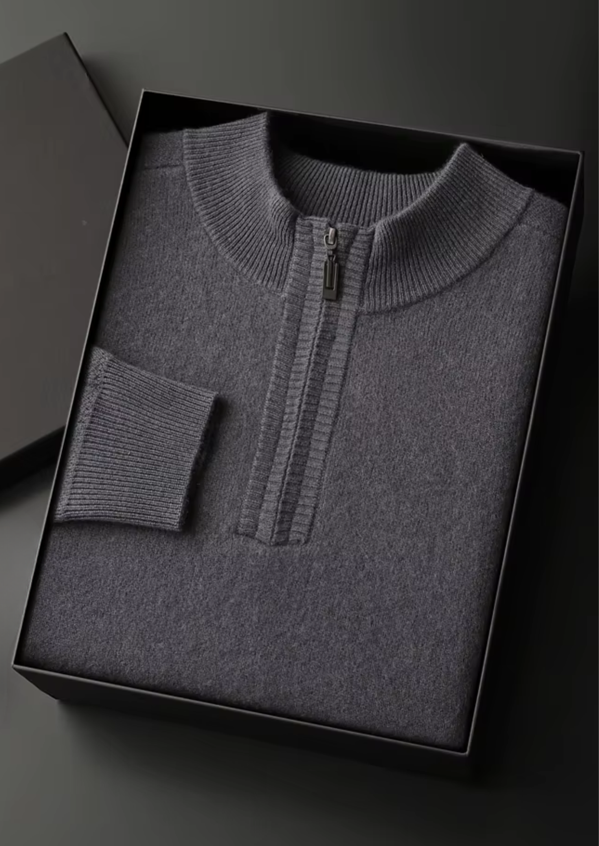 Premium Cashmere Essential Half-Zip Sweater, view 8