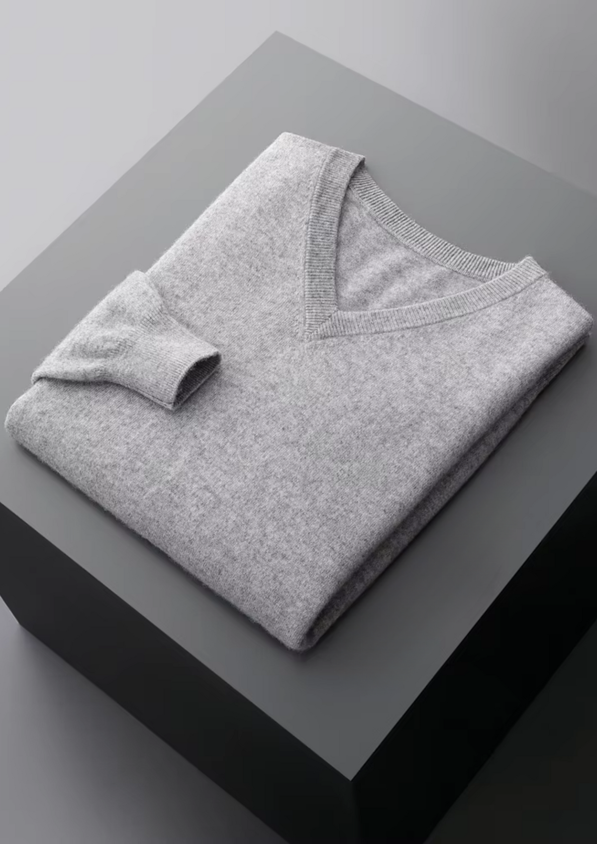 Pure Extra-Fine Merino Wool Classic V-Neck Sweater, view 9
