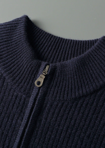 Pure Extra-Fine Merino Wool Striped Half-Zip Sweater, view 5