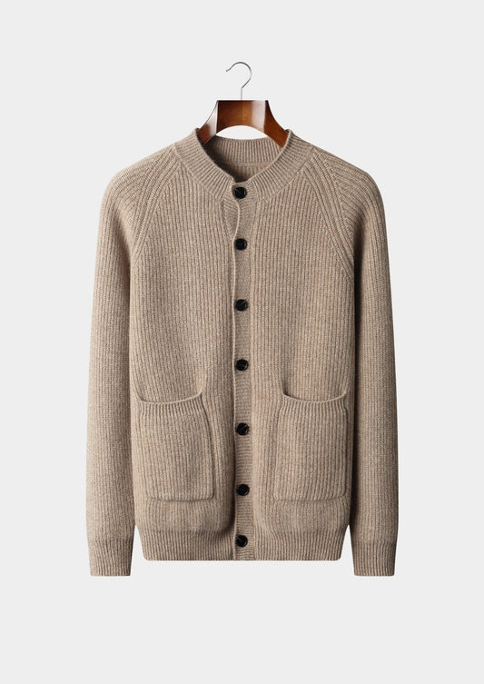 Pure Extra-Fine Merino Wool Ribbed Classic Button Cardigan, view 1