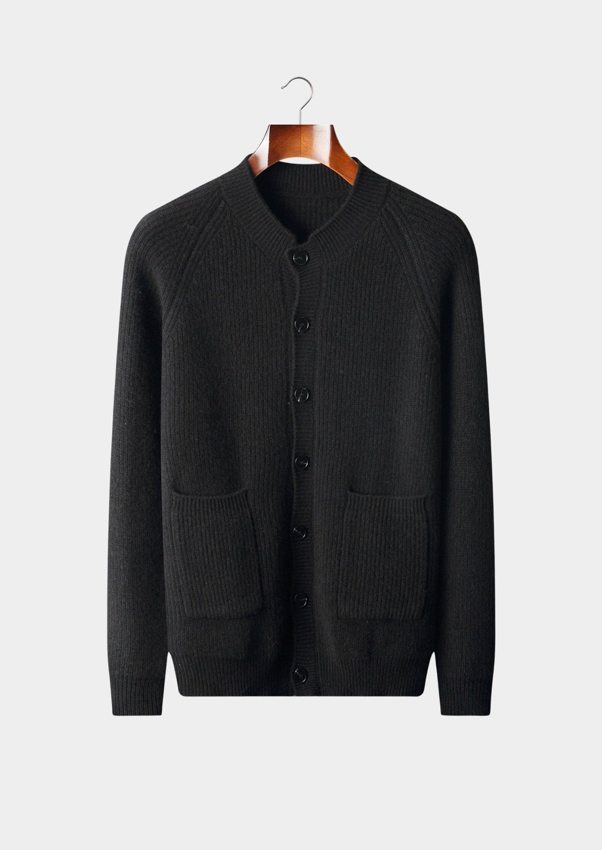 Pure Extra-Fine Merino Wool Ribbed Classic Button Cardigan, view 12