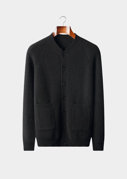Pure Extra-Fine Merino Wool Ribbed Classic Button Cardigan, view 12
