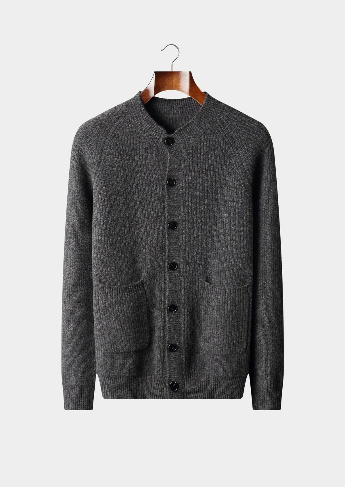 Pure Extra-Fine Merino Wool Ribbed Classic Button Cardigan, view 13