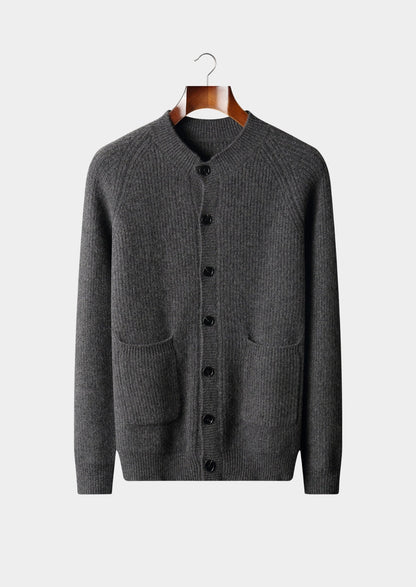 Pure Extra-Fine Merino Wool Ribbed Classic Button Cardigan, view 13