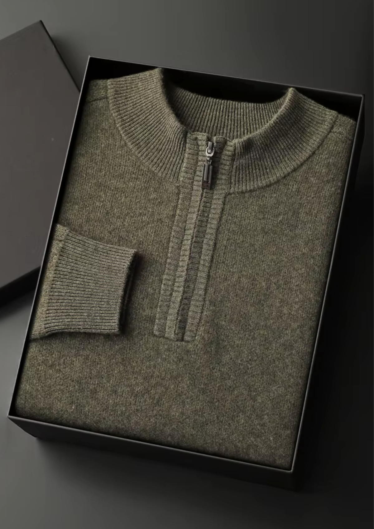 Premium Cashmere Essential Half-Zip Sweater, view 10