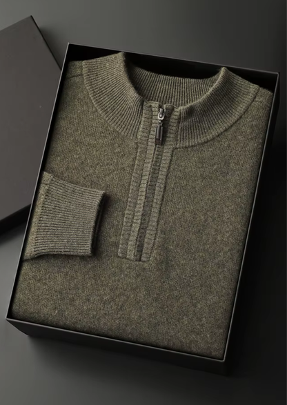 Premium Cashmere Essential Half-Zip Sweater, view 10