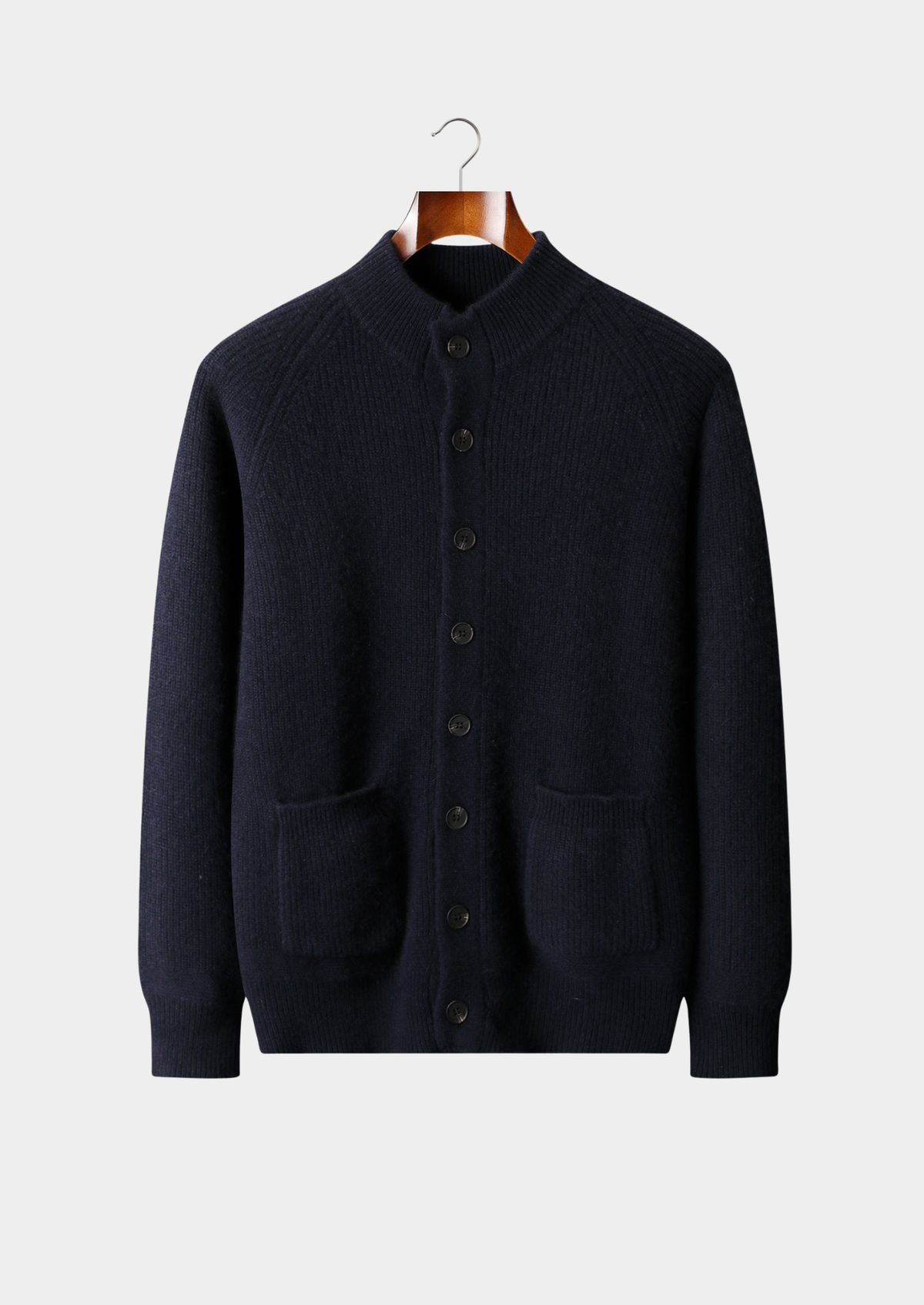 Pure Cashmere Navy Blue Button Overshirt, view 1