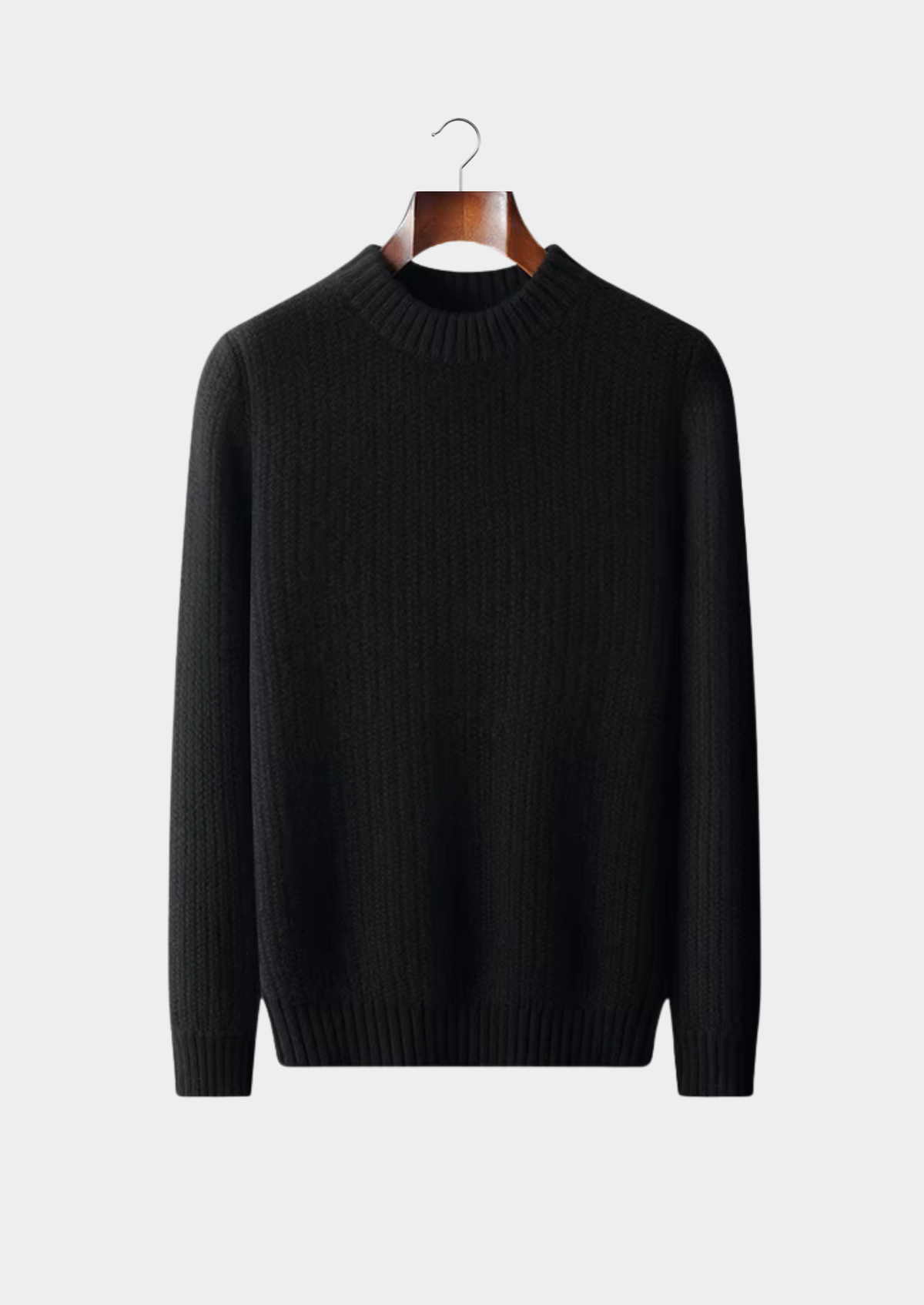 Pure Cashmere Black Heavyweight Crewneck, view 1