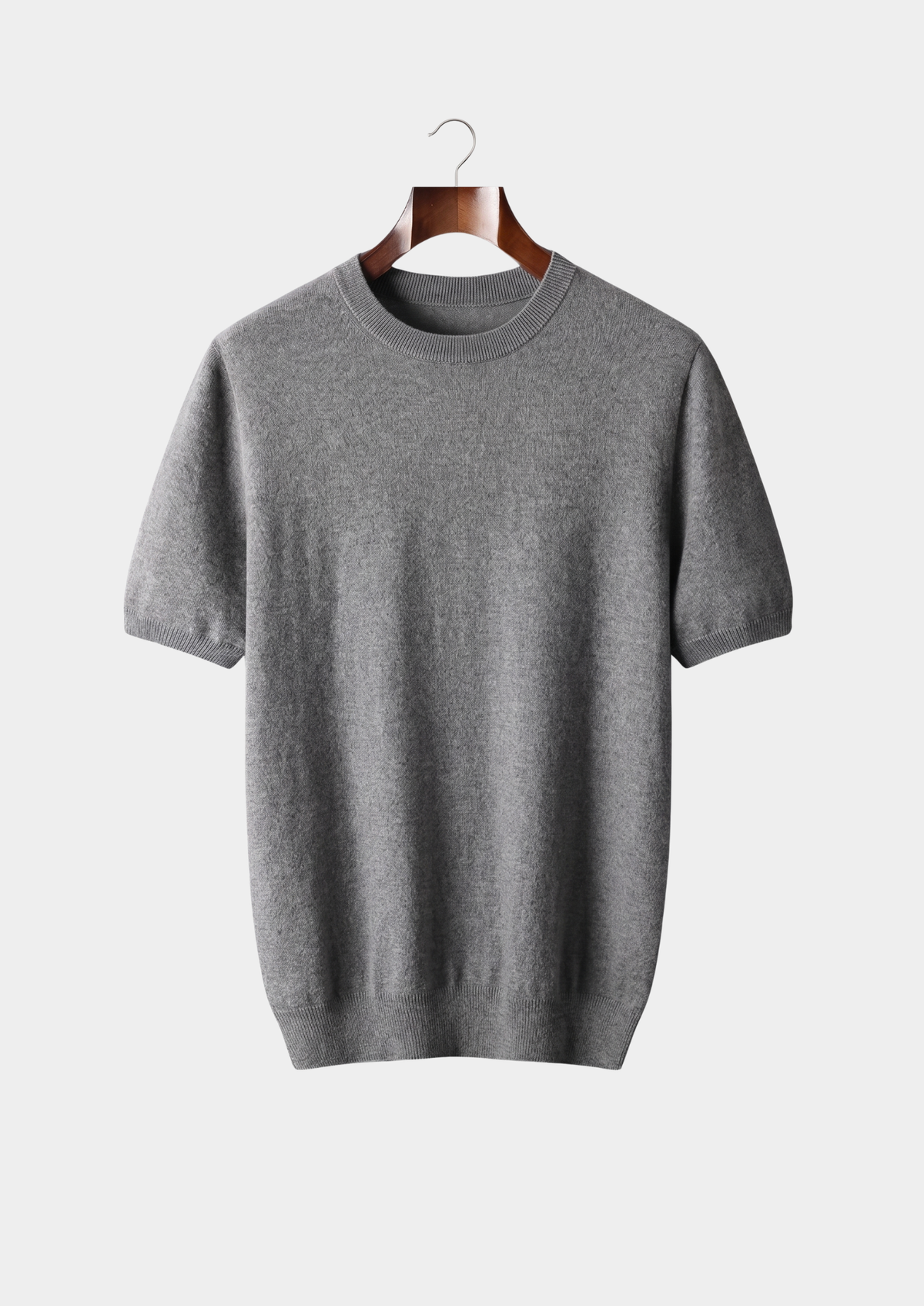 Premium Cashmere Classic Crewneck T-Shirt - Dark Gray, view 1