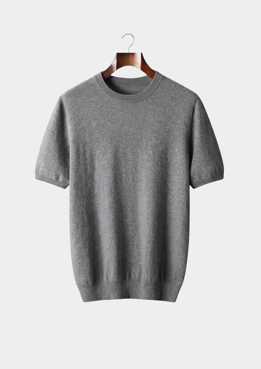 Premium Cashmere Classic Crewneck T-Shirt - Dark Gray, view 1