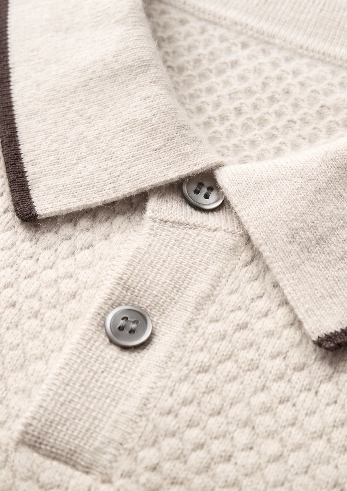 Premium Cashmere White Two-Tone Polo, view 2
