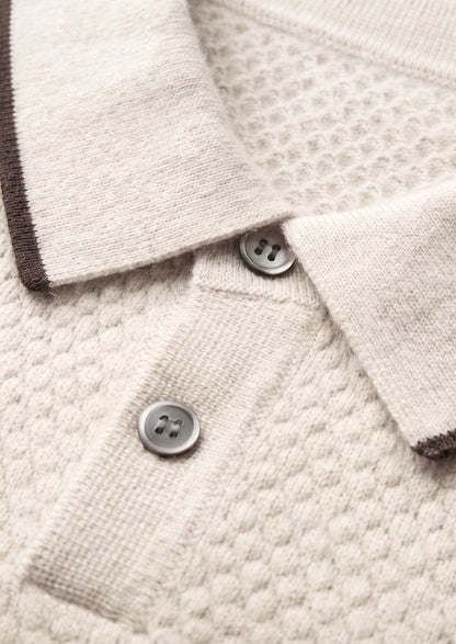 Premium Cashmere White Two-Tone Polo, view 2