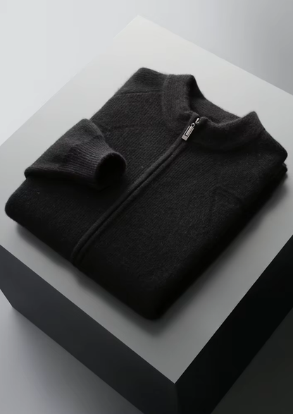 Pure Extra-Fine Merino Wool Ribbed Zip Cardigan, view 18