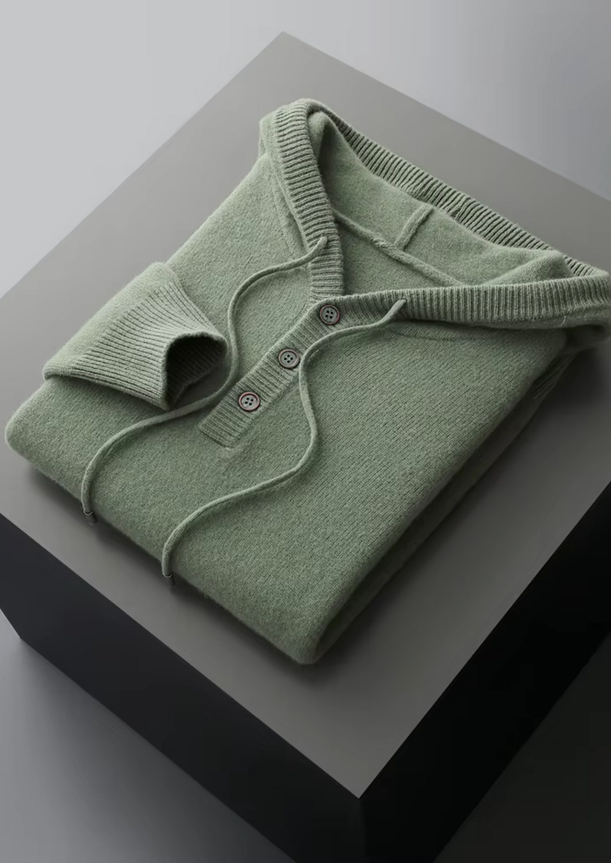 Pure Extra-Fine Merino Wool Button Hoodie, view 12