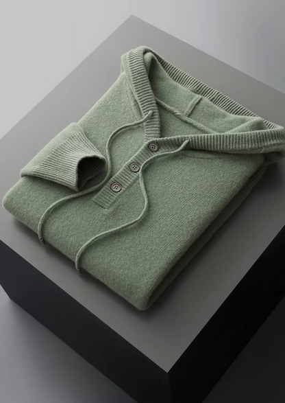 Pure Extra-Fine Merino Wool Button Hoodie, view 12