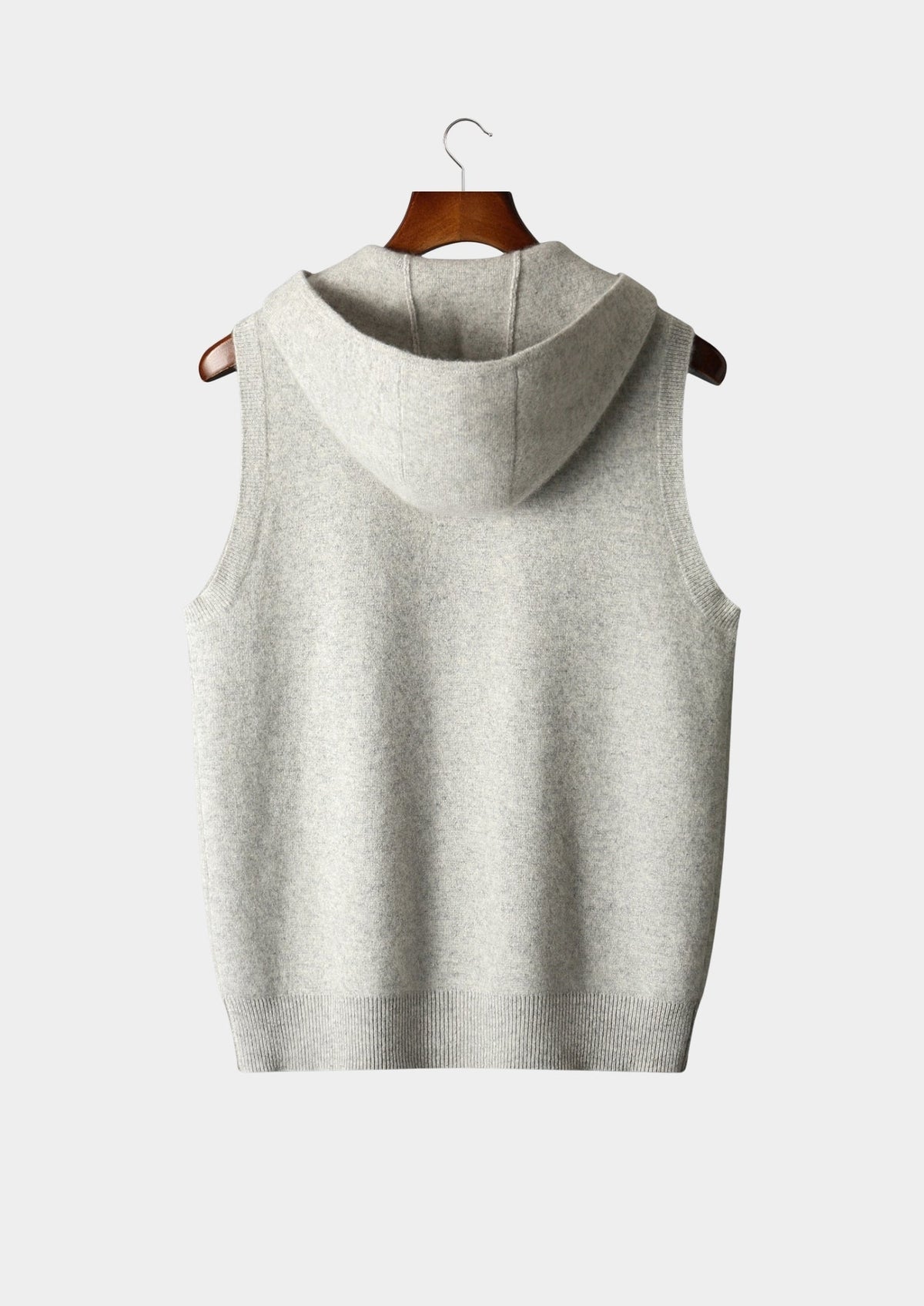 Pure Extra-Fine Merino Wool Hooded Zipper Vest, view 2