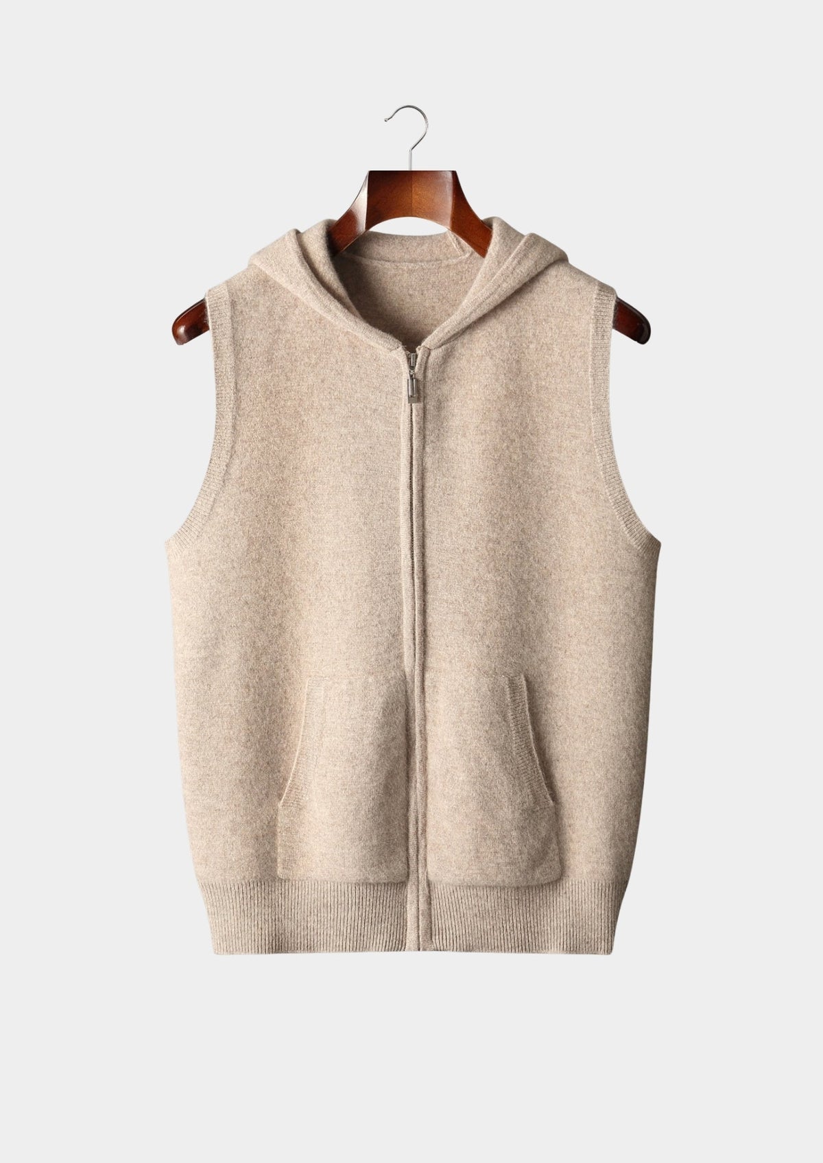 Pure Extra-Fine Merino Wool Hooded Zipper Vest, view 12