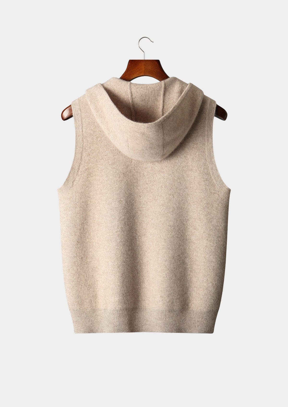 Pure Extra-Fine Merino Wool Hooded Zipper Vest, view 13