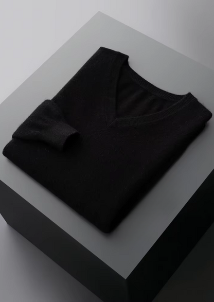 Pure Extra-Fine Merino Wool Classic V-Neck Sweater, view 13