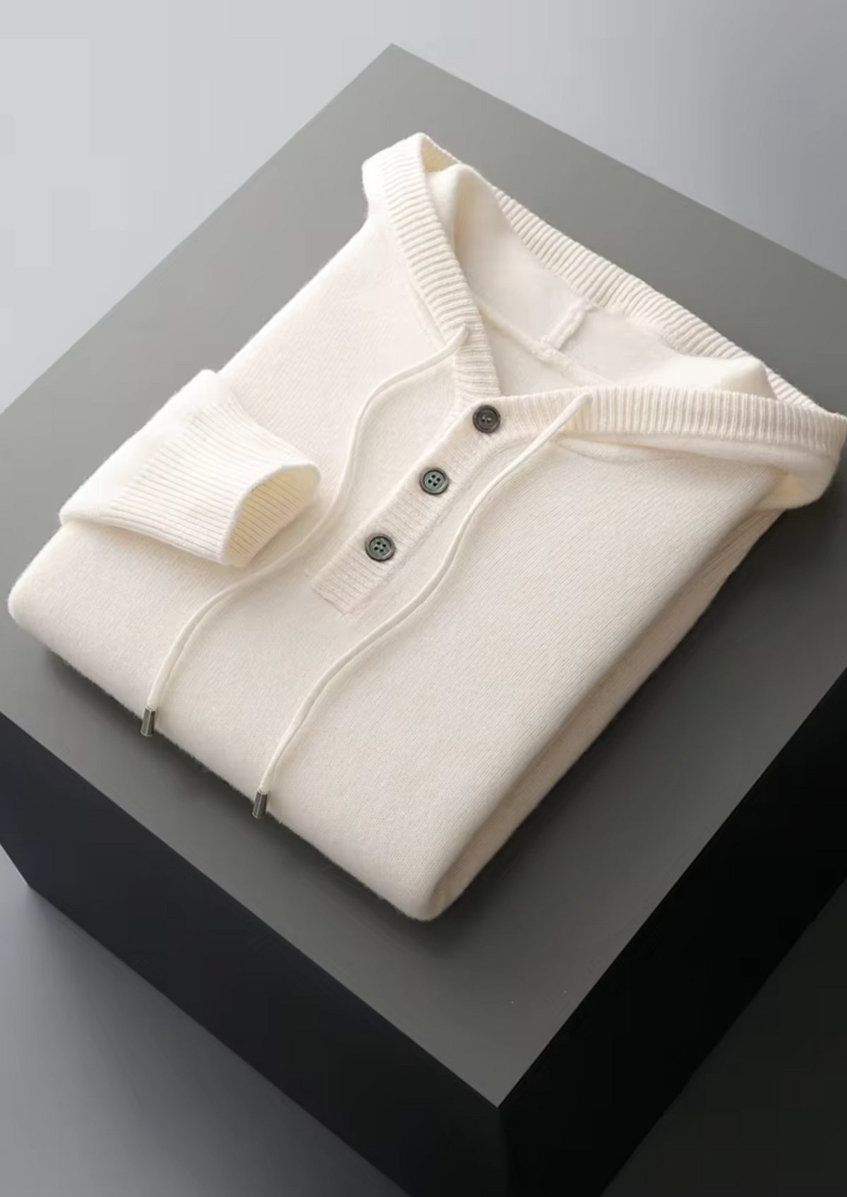Pure Extra-Fine Merino Wool Button Hoodie, view 11