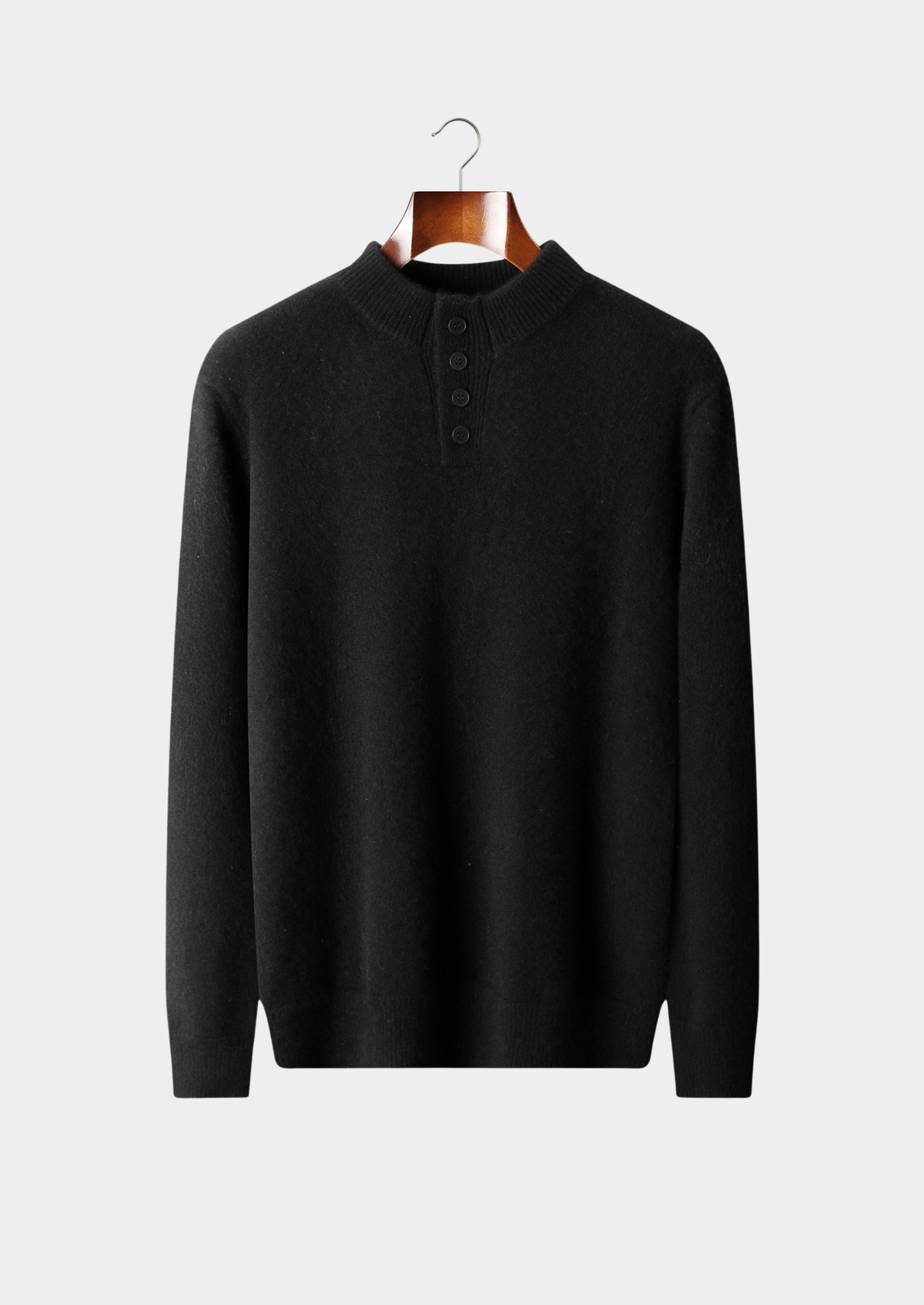 Pure Cashmere Black Button Sweater, view 1