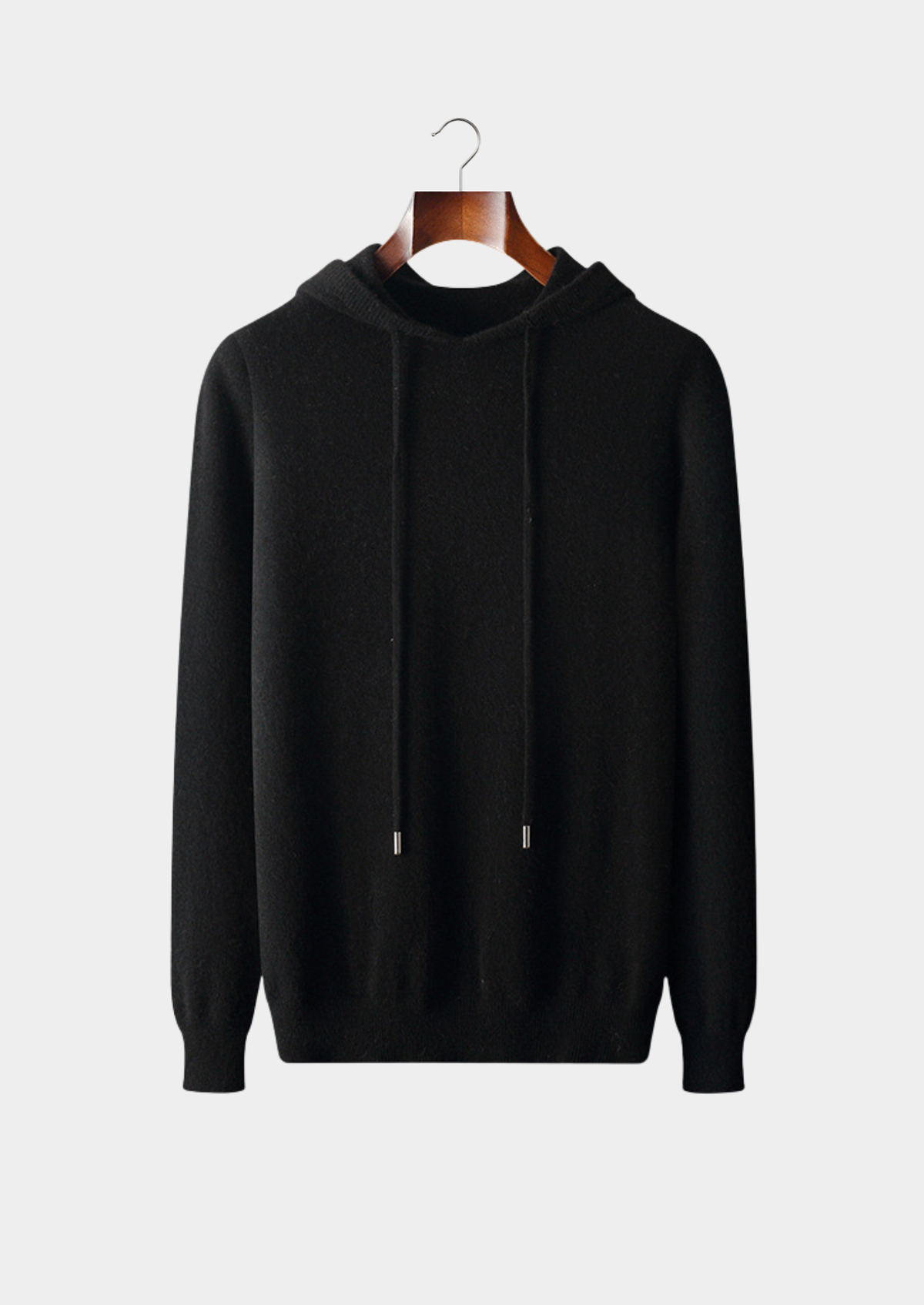 Pure Extra-Fine Merino Wool Black Leisure Hoodie, view 1