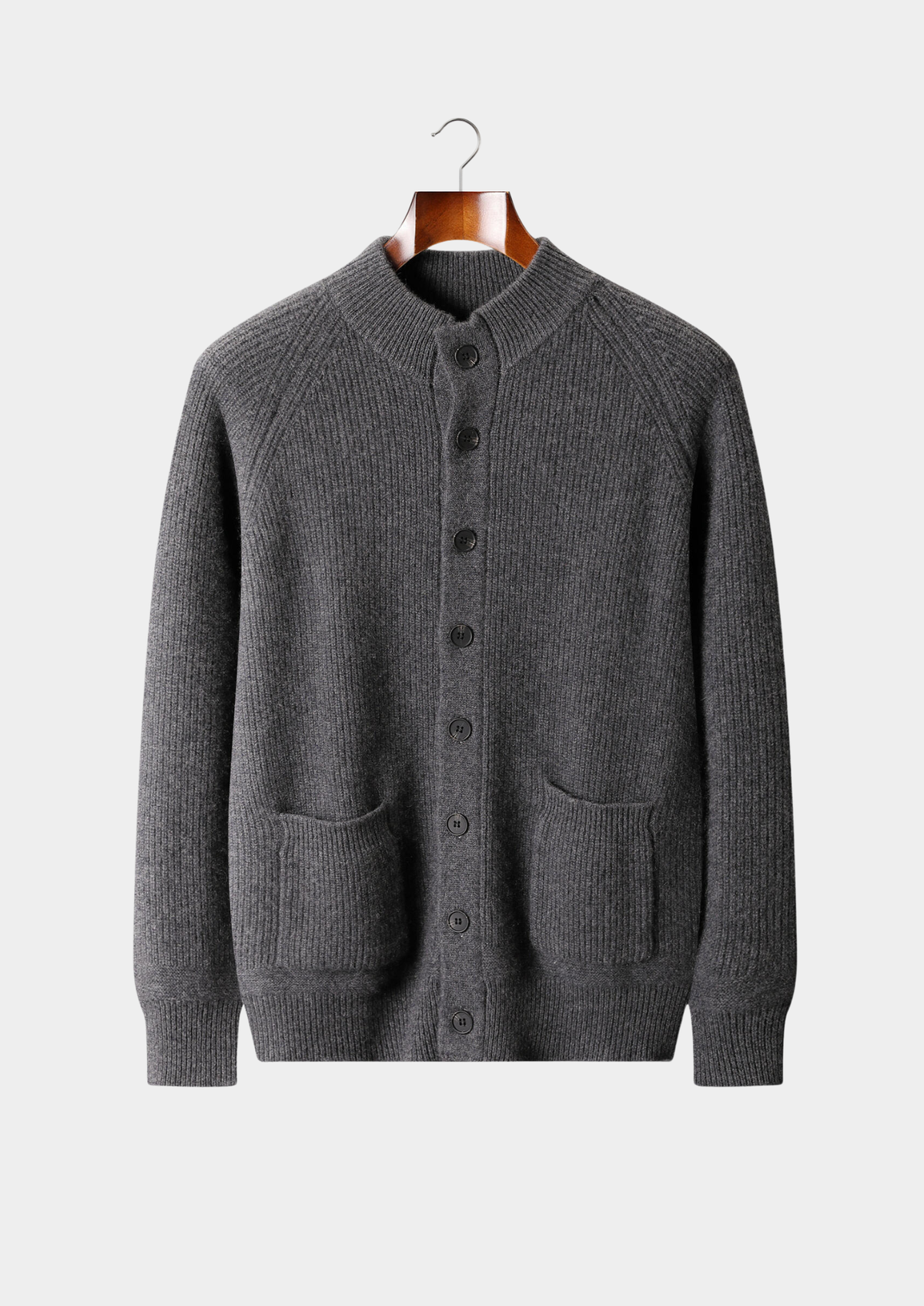 Pure Cashmere Dark Gray Button Overshirt, view 1