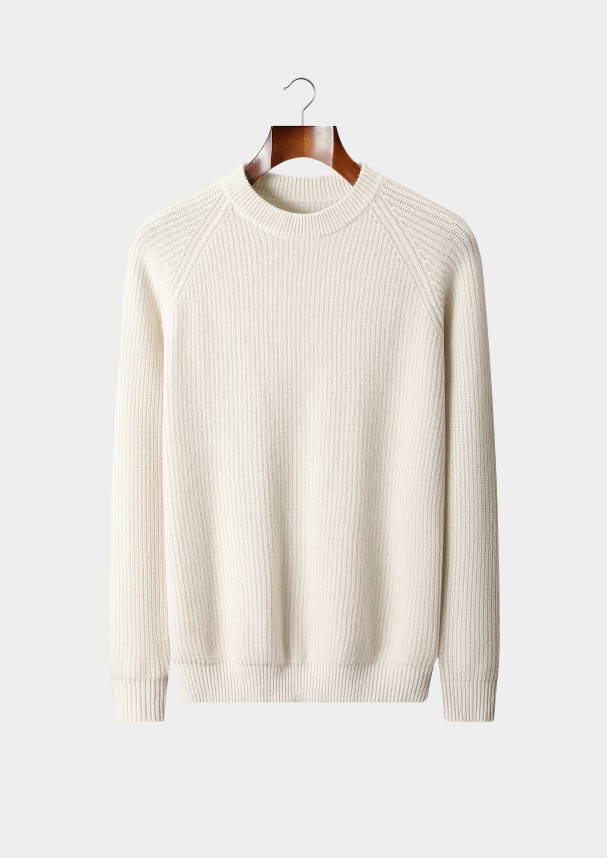 Pure Extra-Fine Merino Wool Ribbed Raglan Crewneck, view 1