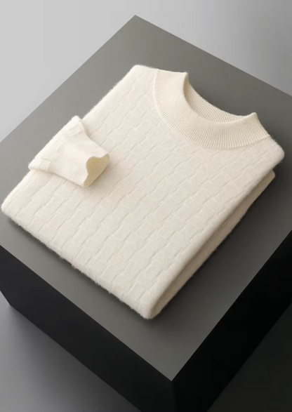 Pure Extra-Fine Merino Wool Textured Mockneck, view 9