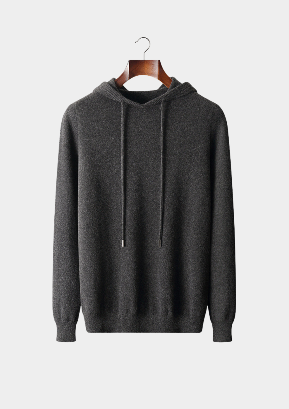 Pure Extra-Fine Merino Wool Dark Gray Leisure Hoodie, view 1