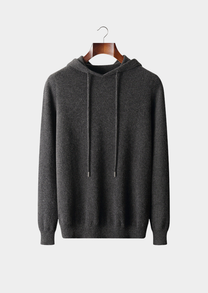 Pure Extra-Fine Merino Wool Dark Gray Leisure Hoodie, view 1